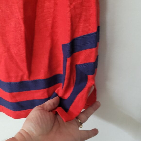 Sail to Sable Tunic Dress Womens Large‎ Red Blue Sleeveless Linen Blend Nautical - Picture 3 of 12